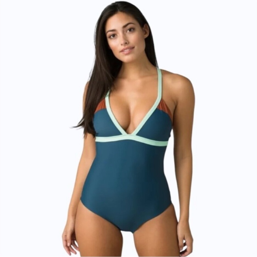 PRANA • Amaka One Piece Swimsuit in Atlantic Colorblock • XS